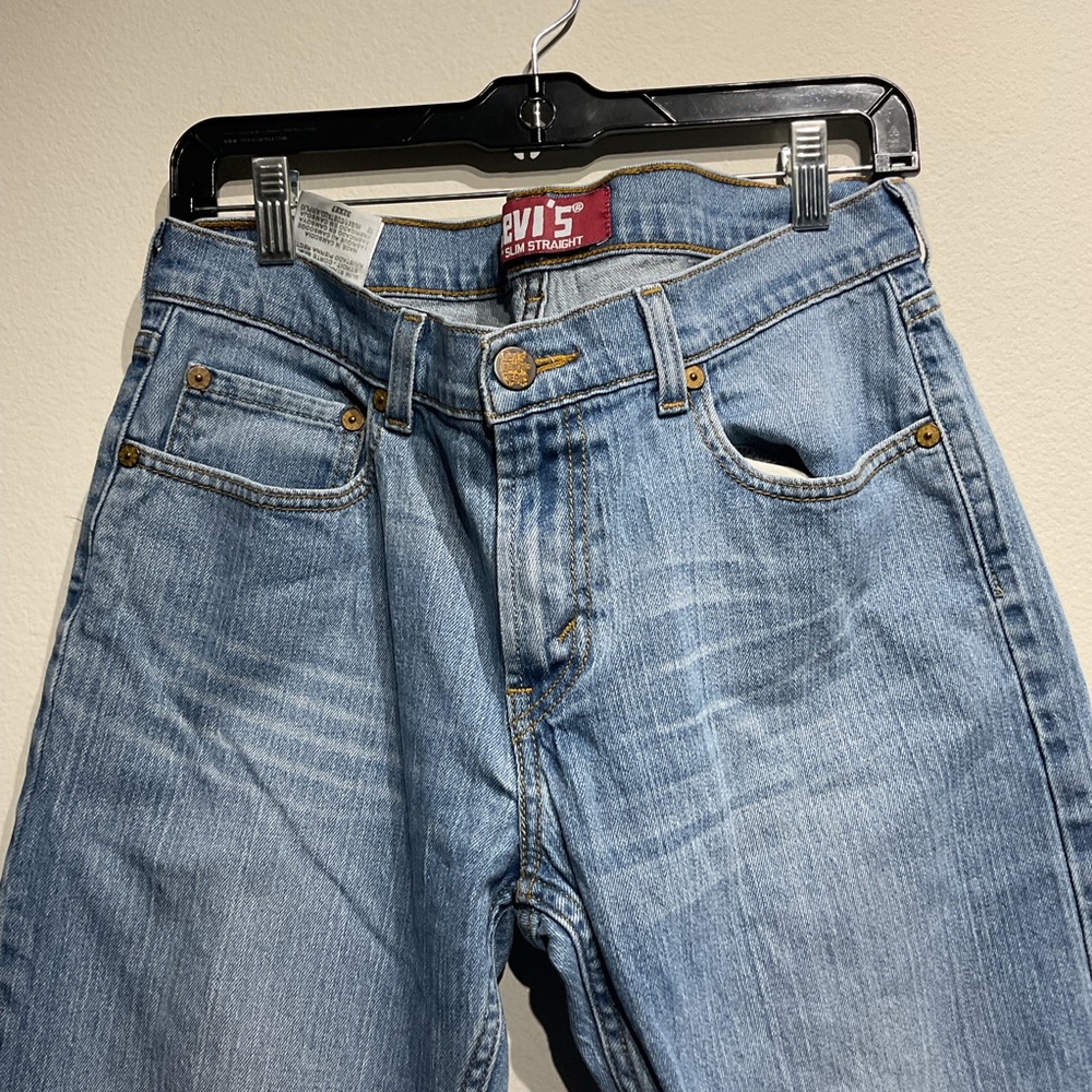 Levi's 514 Slim Straight Relaxed Fit Light Blue Jeans 32 x 27 Vintage Fit Jeans - Picture 9 of 10
